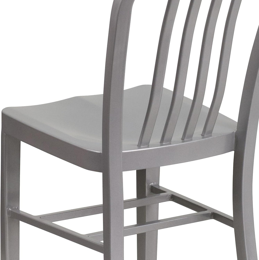 Flash Furniture Commercial Grade Silver Metal Indoor-Outdoor Chair
