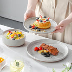 MALACASA Plates and Bowls Sets, 18 Pieces Modern Ceramic Dinnerware Set for 6 Kitchen Dinner Set Stoneware Dishware Dishes Set Microwave and Dishwasher Safe, Grey, Series TARA