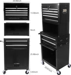 RYH 6 Drawers Rolling Tool Chest & Tool Box on Wheels | Heavy Duty Metal Cart with Ball Bearing Drawers | Fits US General Tool Box for Garage Storage (Black, 6 Drawers 3 in 1/51.99" H × 20.87" W)