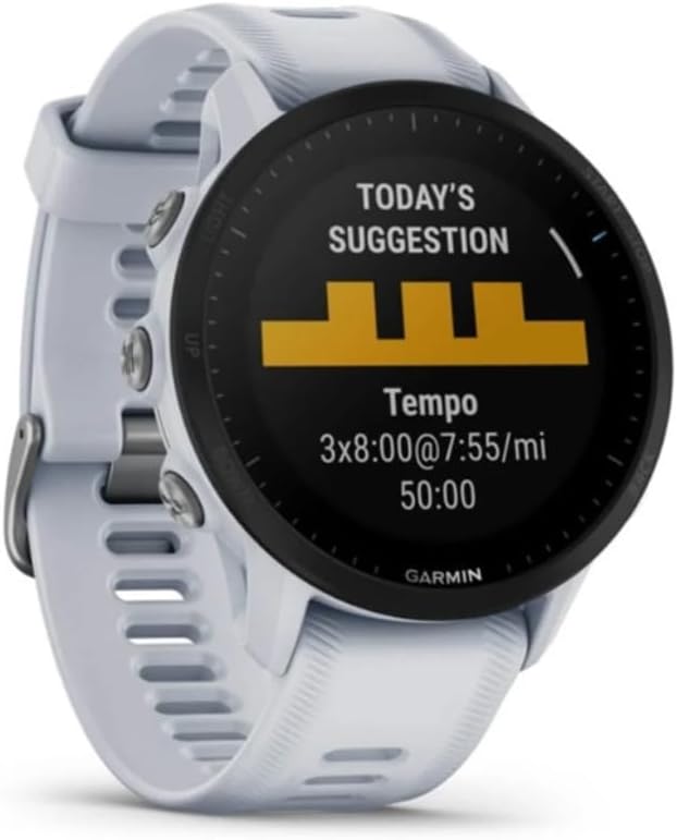 Garmin Forerunner® 955  GPS Running Smartwatch  Tailored to Triathletes  Long-Lasting Battery  Whitestone