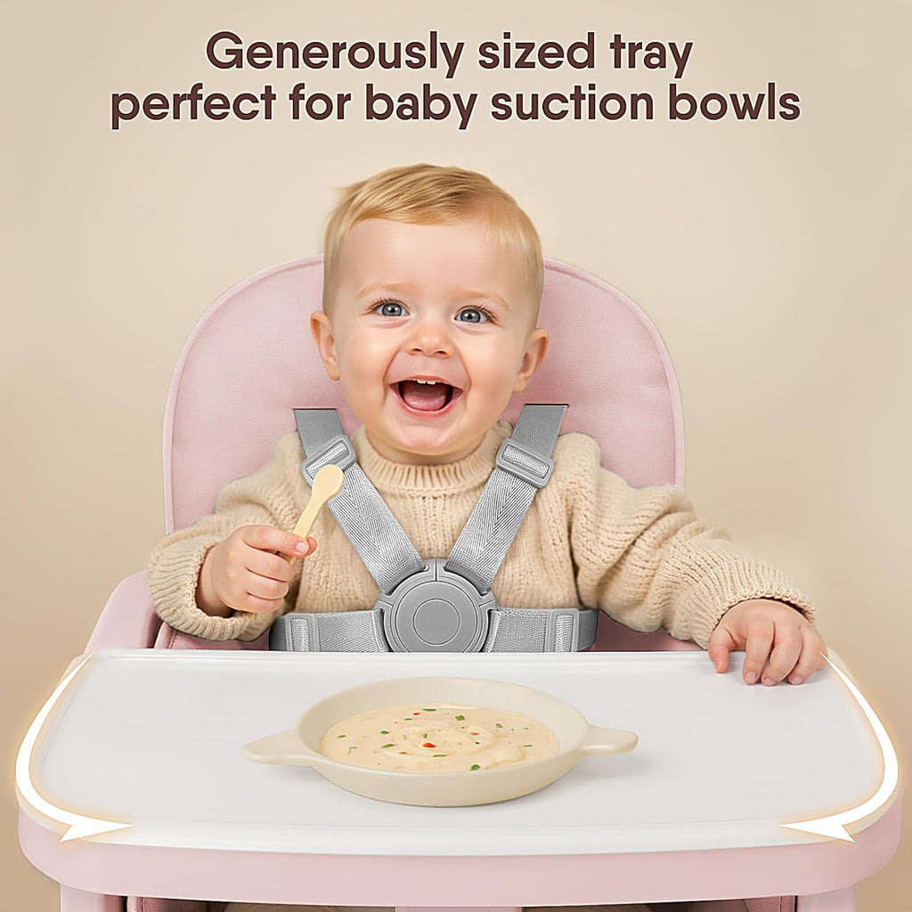 Obee Odee 3-in-1 Portable Baby High Chair for Babies and Toddlers, Convertible Easy Clean Infant Foldable Highchair with Adjustable Legs & Dishwasher Safe Tray, Pink