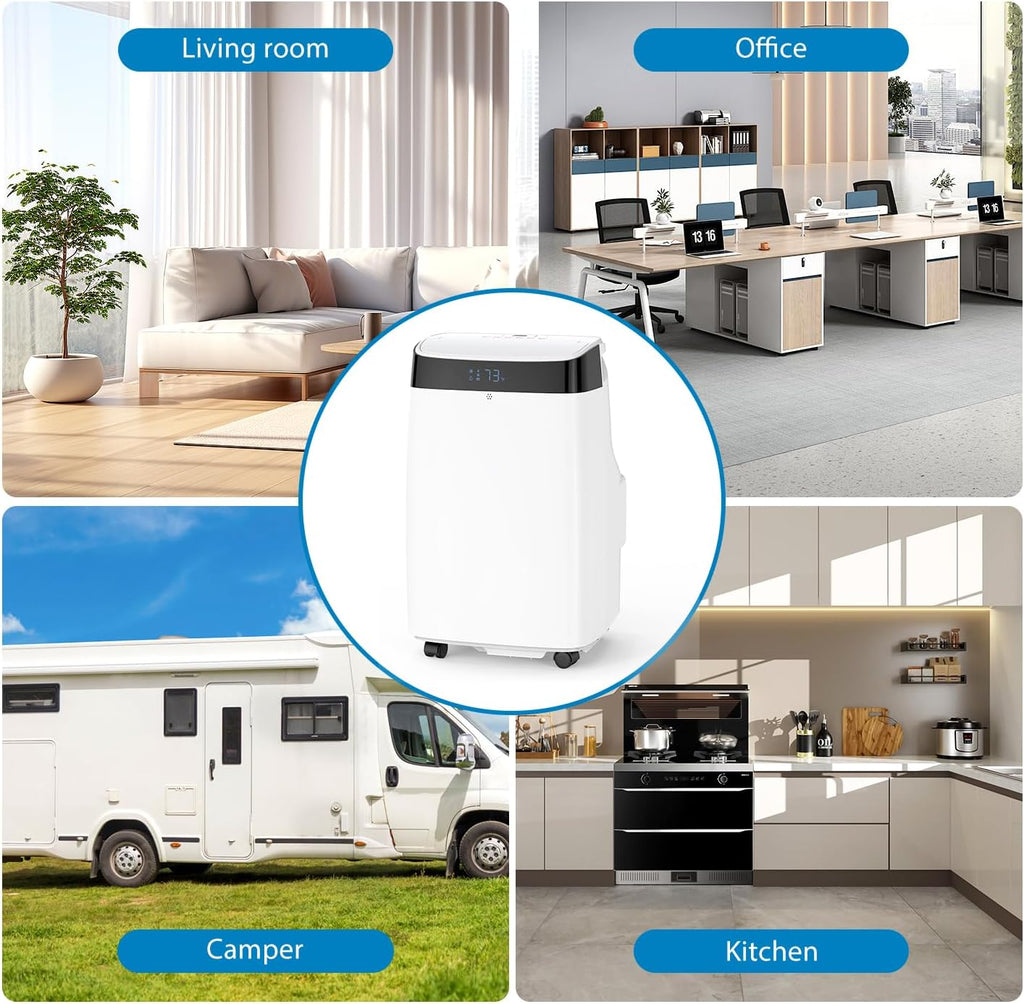 10,000 BTU Portable Air Conditioner for Bedroom, 3 in 1 AC Unit Cools 500 Sq. Ft Rooms with Remote, 51dB Ultra Quiet, Dehumidifier & Fan Modes | 24Hrs Timer
