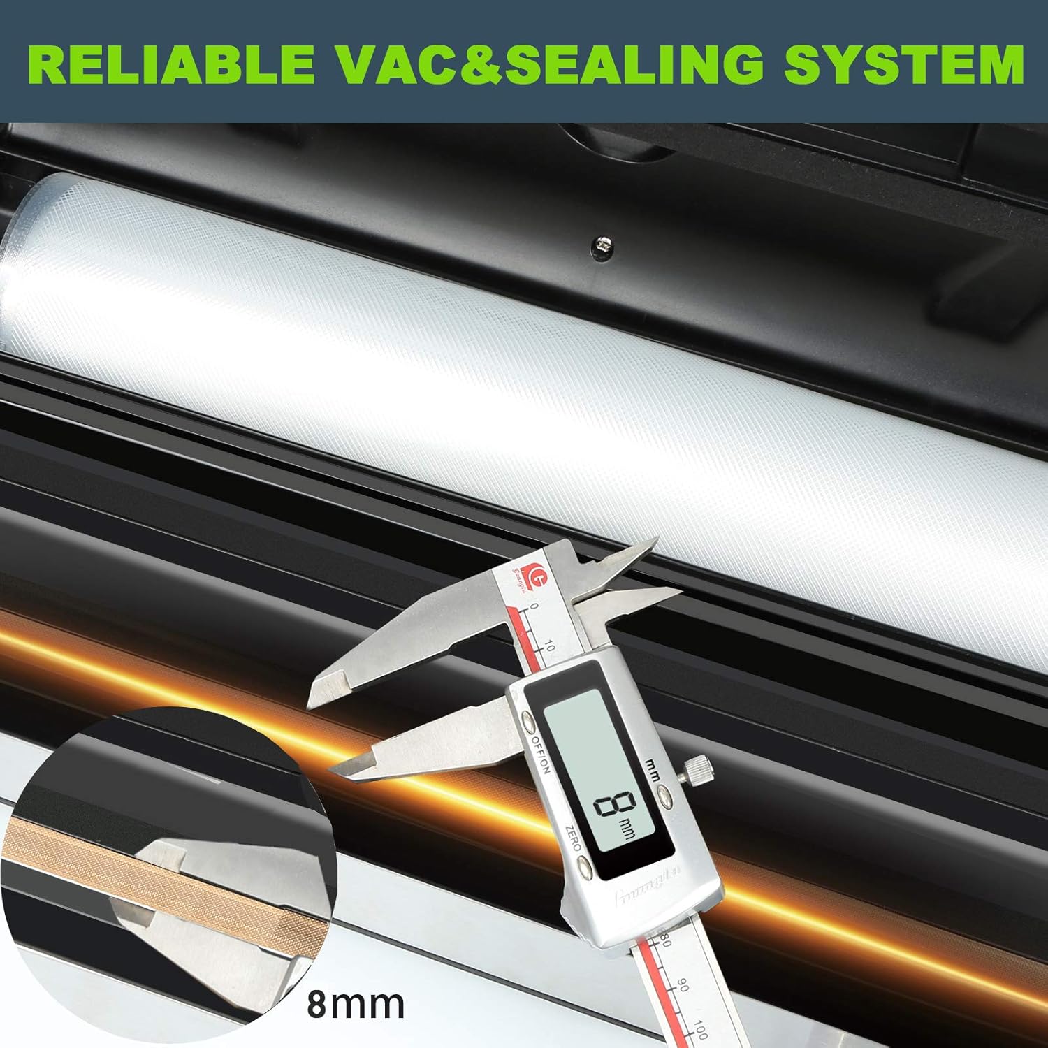 Precision Vacuum Machine,Pro Food Sealer with Built-in Cutter and Bag Storage(Up to 20 Feet Length), Both Auto&Manual Options,2 Modes,Includes 2 Bag Rolls 11”x16' and 8”x16',Compact Design