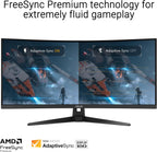ASUS TUF Gaming 34” Ultra-Wide Curved Monitor (VG34VQ3B) – 21:9 QHD (3440x1440)  180Hz  1ms  Extreme Low Motion Blur Sync  FreeSync Premium  Speaker  90% DCI-P3  DisplayWidget Center  3 yr Warranty