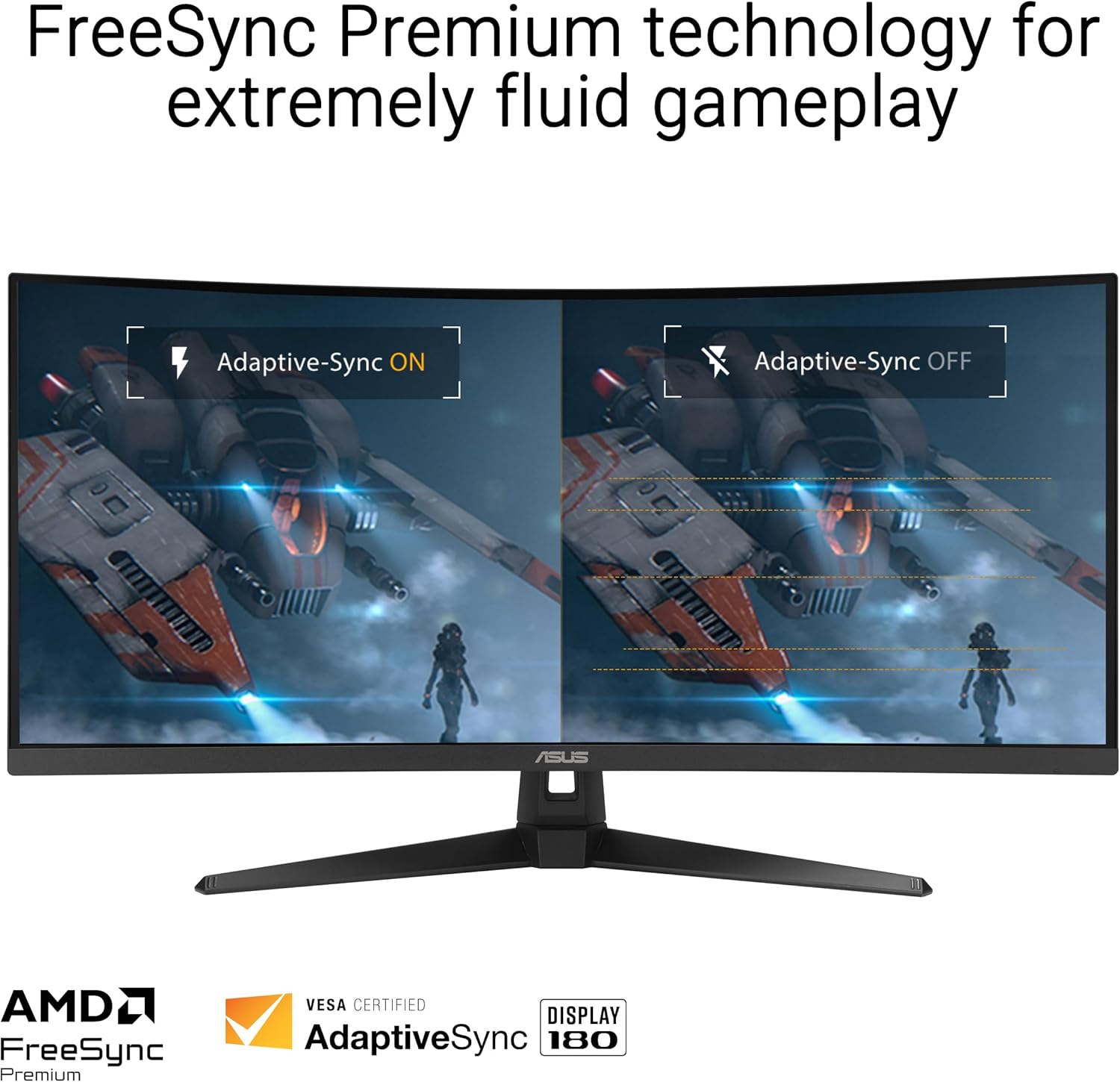 ASUS TUF Gaming 34” Ultra-Wide Curved Monitor (VG34VQ3B) – 21:9 QHD (3440x1440)  180Hz  1ms  Extreme Low Motion Blur Sync  FreeSync Premium  Speaker  90% DCI-P3  DisplayWidget Center  3 yr Warranty