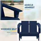 Costaelm Fire Pit Chairs, Outdoor Chair HDPE Adirondack Chair, Modern Patio Porch Chair, Front Porch Backyard Deck Outside Chairs (Set of 2), Navy Blue