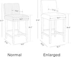CHITA Counter Height Bar Stools Set of 2, 27" H Seat Height Upholstered Barstools, Fabric in Ivory