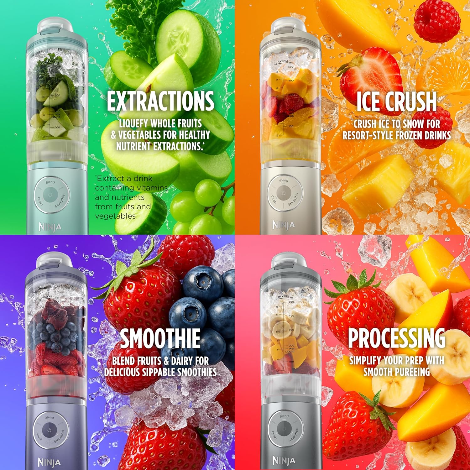 Ninja Blast Max, Portable Blender + Twist & Go, Personal Ninja Blender, Smoothie, Blend, Ice Crush, 3 Programs, Cordless, 22 oz removable Vessel, Dishwasher Safe, Leakproof, Cream, BC251IV