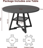 Jocoevol 51'' Round Dining Table,Kitchen Dining Room Circle Dinner Pedestal Table,Space Saving Wood Kitchen & Dining Room Furniture (Black, 51In)