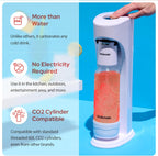 Drinkmate OmniFizz Sparkling Beverage Maker CO2 Bundle - Sparkling Water/Soda Streaming Machine That Carbonates Any Drink - Includes 4 CO2 Cylinders,1 Carbonation Bottle,1 Fizz Infuser - Classic White