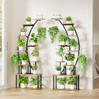 Plant Stand Indoor with Grow Lights  9 Tiered Metal Plant Shelf  64" Tall Plant Stand for Indoor Plants Multiple  Large Plant Rack Display Shelf  Curved Plant Holder for Living Room  Patio