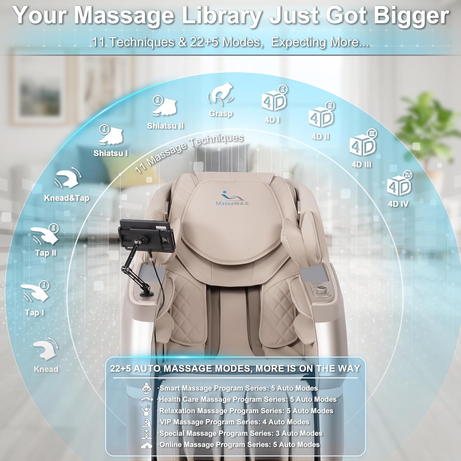 MassaMAX 2026 4D Massage Chair, Full Body Recliner with OTA Cloud Tech, Deep Yoga Stretch, 27 Auto Modes, 55" SL Track, APP & AI Voice Control, Auto Footrest, Zero Gravity, and Heating for Relaxation