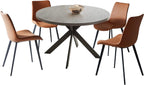 Zerifevni 47" Round Dining Table Set, Mid Century Modern Round Dining Table for 4-6 Person, Steel Legs, Leisure Coffee Table for Kitchen Dining Room, Save Space