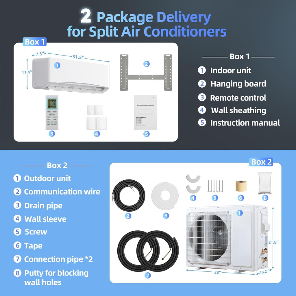 Manastin 12000BTU Mini Split Air Conditioner& Heater, 17 SEER2 115V Mini Spilt AC with Inverter Compressor, Covers Up to 750 Sq. Ft, Complete Installation Kit Included