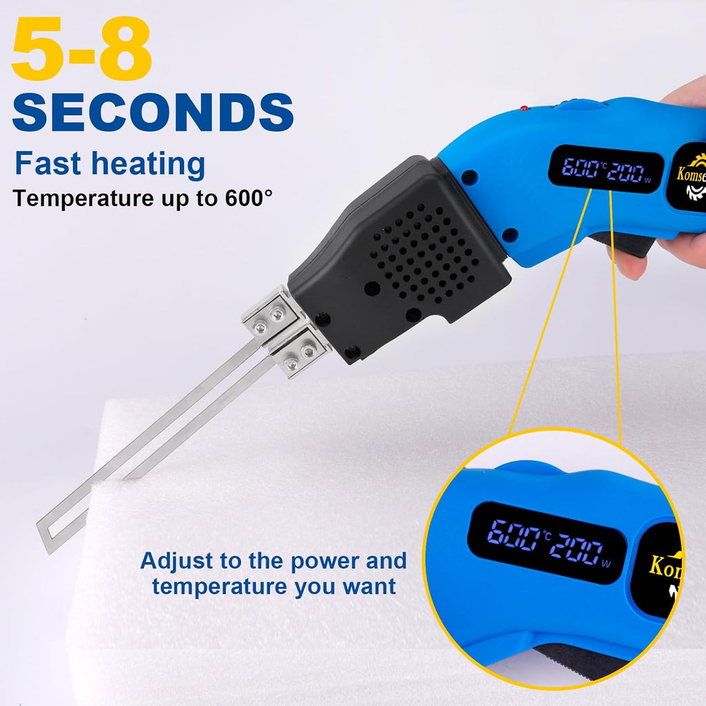 Komsepor Foam Cutter Electric Hot Knife with Screen Styrofoam Air Cooled 20-200W 110-120V (6 Blades) for EPP, EPS, XPS, EPE, KT Board, Sponge