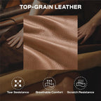 Watson & Whitely Oversized Lay Flat Recliner for Big and Tall, Genuine Leather Electric Recliner Chairs for Adults with Power Headrest & Chargers for Living Room, Saddle Brown
