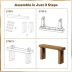 Solid Wood Entryway Table, 59-Inch Long Farmhouse Console Tables, Rectangular Behind Couch Table, Wooden Sofa Tables for Hallway, Entrance, Foyer, Living Room