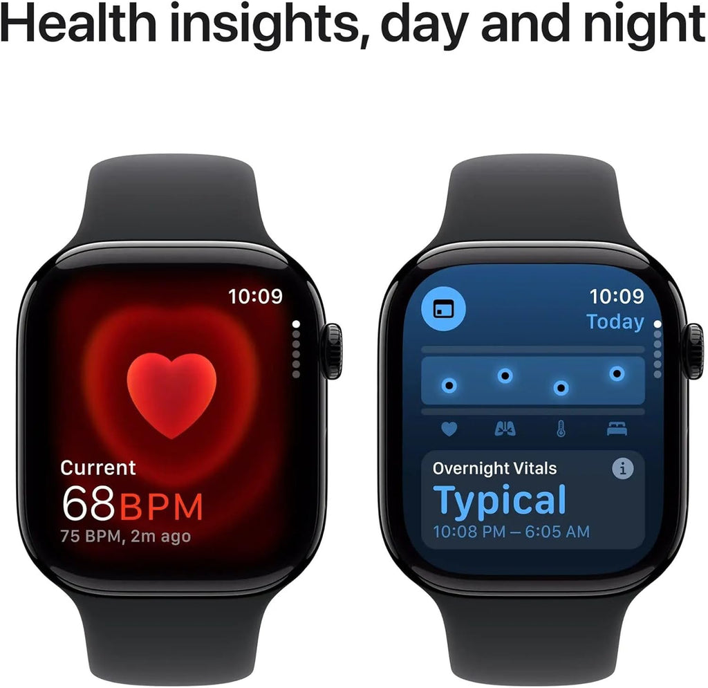 Apple Watch Series 10 GPS + Cellular  46mm - Jet Black Aluminum Case with Black Sport Band  M/L (Renewed)