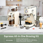 Gevi 20 Bar Espresso Coffee Machine with Burr Grinder Set | 35 Precise Grind Settings | Milk Frother for Latte Cappuccino | Professional Home Barista Kit | Gift for Coffee Lovers