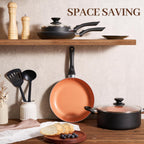 BECIGAR Ceramic Pots and Pans Set, 15PCS Nonstick Set Ceramic Cookware Set, Nonstick Pan Pots and Pans Set Non Stick Cookware set (With-Induction)