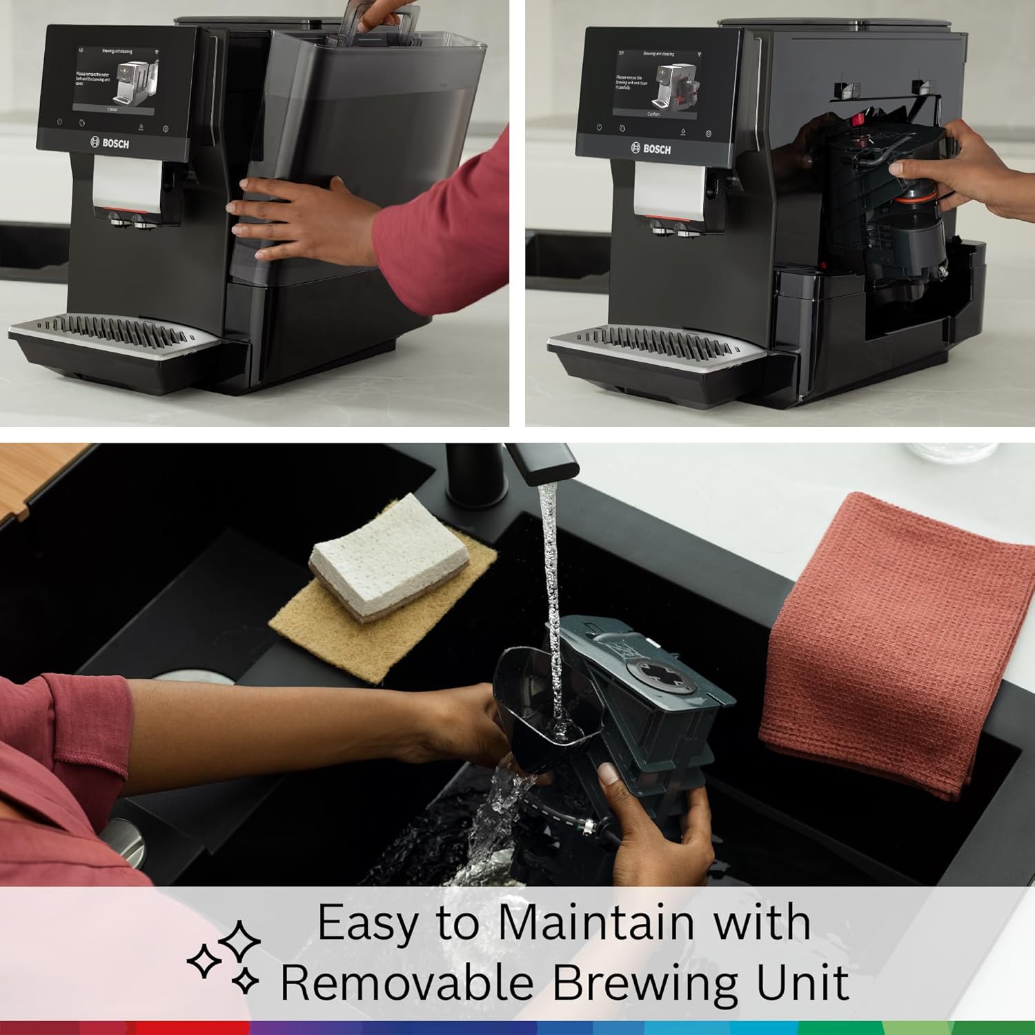 Bosch 800 Series Fully Automatic Espresso and Coffee Machine – 35 Drinks, Cold Brew, Double Cup, Milk Hose, Ceramic Grinder, Smart Features, in Black TPU60309