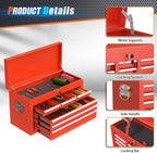 8-Drawer Rolling Tool Chest with Wheels, 2-in-1 Detachable Tool Box with Drawers and Large Cabinet, Rolling Tool Chest Storage Cabinet with Lockable for Warehouse, Garage, Workshop Red