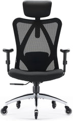 SIHOO M18 Upgraded Wheels Office Chair Ergonomic Desk Chair, Breathable Mesh Design High Back Computer Chair, Adjustable Headrest and Lumbar Support (Light Black)