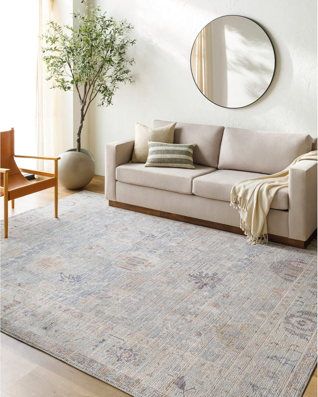 Livabliss x Becki Owens Marlene Vintage Medallion Area Rug, 9'2" x 12', Pale Blue