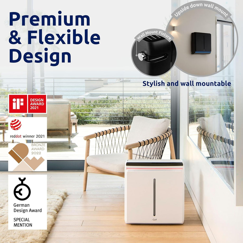 Rabbit Air, A3 SPA-1000N Air Purifiers for Home, Ultra Quiet HEPA Air Purifier - Wall Mountable Air Purifiers for Home Large Room, Allergies, Dust, Mold, Smoke & VOCs - (Black, Germ Defense Filter)
