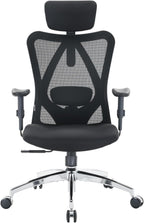 SIHOO M18 Ergonomic Office Chair, High Back Mesh Desk Chair with Adjustable Headrest & Lumbar Support, 330lbs Capacity Computer Chair with 2D Armrests & Wide Cushion, Tilt Lock, for Home Office-Black