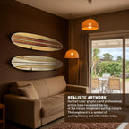 Surfboard Longboard Wall Decoration Décor - Hangs Vertical or Horizontal – Glossy Surface Like a Real Surfboard – Beach House, Coastal Living, Tropical Beach Theme – 66 inches Long