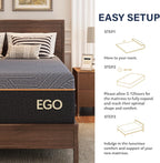 EGOHOME 14 Inch Queen Mattress, Copper Gel Memory Foam Mattress for Pain Relief, Therapeutic Mattress in a Box, CertiPUR-US Certified, Fiberglass Free Medium Mattress, Black