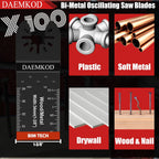 100 Pack Bi-Metal Oscillating Saw Blades Metal Cutting, 34MM Multitool Blades for Hard Wood Plastic, Multi Tool Blades Kits for Oscillating Tool Accessories