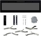 60" Recessed and Wall Mounted Electric Fireplace, Smart WiFi Infrared Electric Fireplace with Remote Control, Adjustable Flame Color, 750/1500W Fireplace Heater and Linear Fireplace, Black