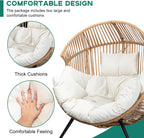 Shintenchi Wicker Egg Chair Outdoor Rattan Patio Chair with Cushion Oversized Patio Lounge Chairs with Cushion Egg Basket Chair  Egg Seat for Indoor Living Room Bedroom Outside Patio Backyard Balcony