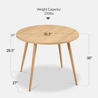 Best Choice Products Round 35.5in Dining Table for 4 w/Sturdy Wood Finish Steel Legs, Mid Century Modern, Space-Saving, Small Space Circle Dinette for Home, Kitchen, Apartment - Natural