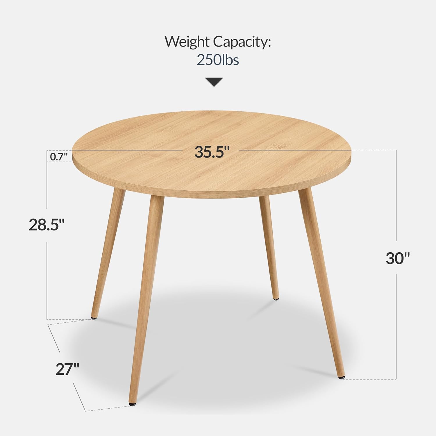 Best Choice Products Round 35.5in Dining Table for 4 w/Sturdy Wood Finish Steel Legs, Mid Century Modern, Space-Saving, Small Space Circle Dinette for Home, Kitchen, Apartment - Natural