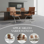 CIMOTA Waiting Room Chairs Leather Office Guest Chair Mid Back Reception Chairs with Sled Base for Meeting/Patient/Conference Room, Coffee Set of 8