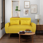 Shintenchi 47" Small Modern Loveseat Couch Sofa, Fabric Upholstered 2-Seat Sofa, Love Seat Furniture with 2 Pillows, Wood Leg for Small Space, Living Room, Bedroom, Apartment, Yellow