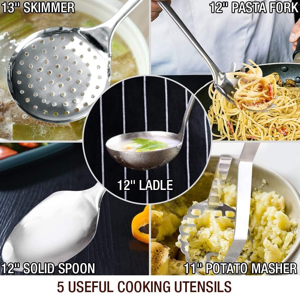 HOMICHEF 14-Piece Nickel Free Stainless Steel Cookware Set - Nickel Free Pots and Pans Set - Non-Toxic, Healthy Induction Cookware