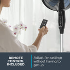 Rowenta, Pedestal Fan, Extreme Outdoor Fan with Remote, 65 Inches, Ultra Quiet Fan, Oscillating, Portable, 3 Speeds, Digital Control, Black, Ourdoor, VU4510