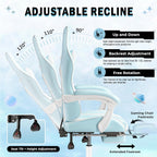 Homall Gaming Chair, Video Game Chair with Footrest and Massage Lumbar Support, Ergonomic Computer Chair Height Adjustable with Swivel Seat and Headrest (Light Blue)