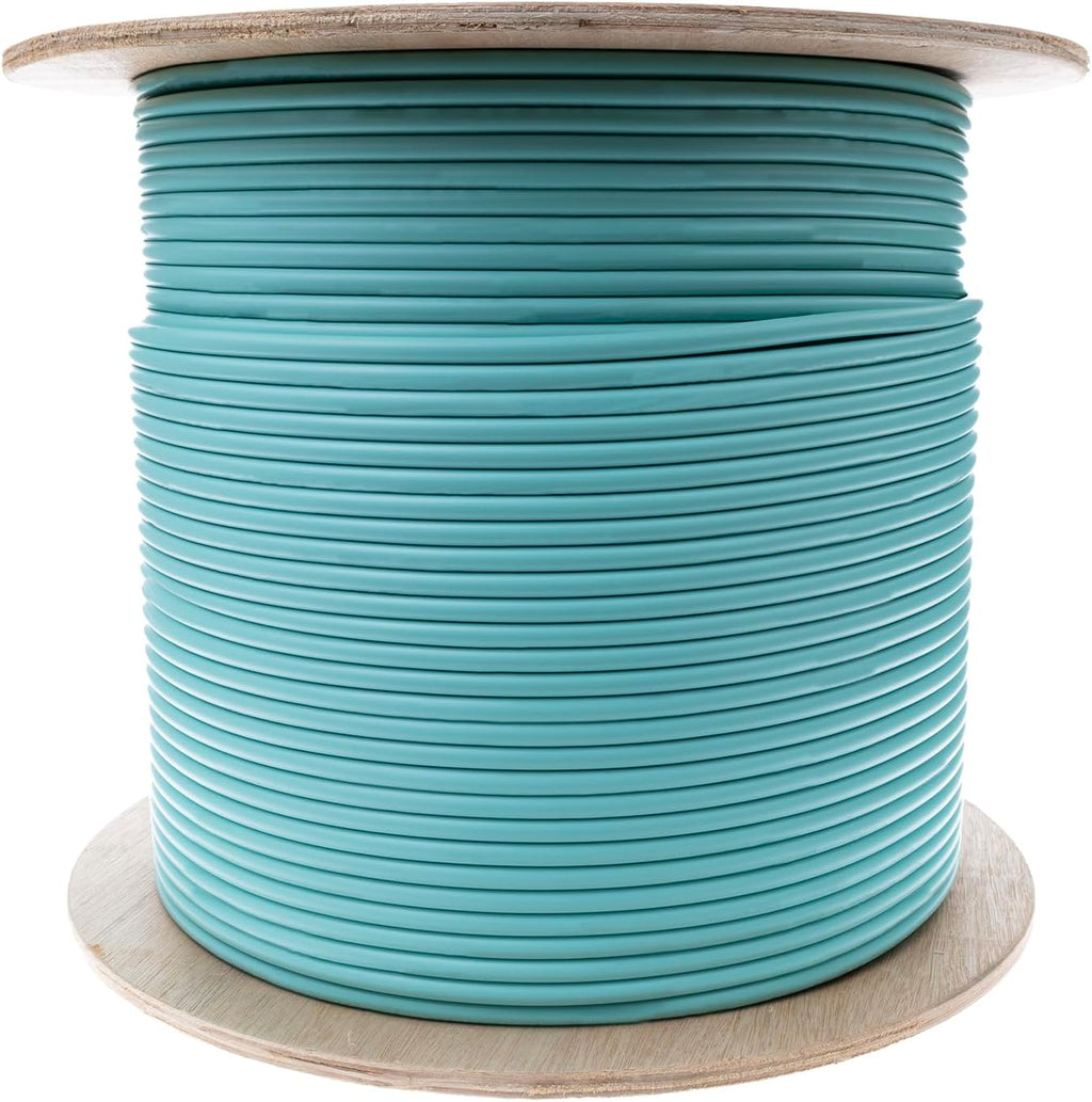 CableWholesale 500ft Aqua Armored 6 Strand Fiber Optic Cable  Multimode OM3 50/125 Micron  Corning ClearCurve  Plenum Rated  High-Speed 10Gbit  Indoor Safe - Networking Spool