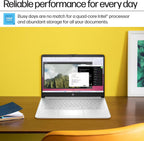 HP 14" Laptop 2025 Business Student Slim Computer  Lifetime MS Office  Copilot AI  Quad-Core Intel CPU  16GB RAM  628GB Storage (128GB UFS+500GB Ext)  MarxsolAccessory  Wi-Fi 6  Win 11 Pro  Silver