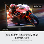 INNOCN 24.5 Inch Gaming Monitor 1440P 240Hz QHD 2K PC Desktop Gaming Screen Fast IPS HDMI 2.1 Display  DisplayPort  Built-in Speaker  25G2S