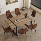 7 Piece Dining Table Set .Dinner Table Set for 6 .71'' Kitchen Table and Suede Nap Fabic Chairs Set of 6 .6 Chair Dining Table Set for Kitchen Dining Room