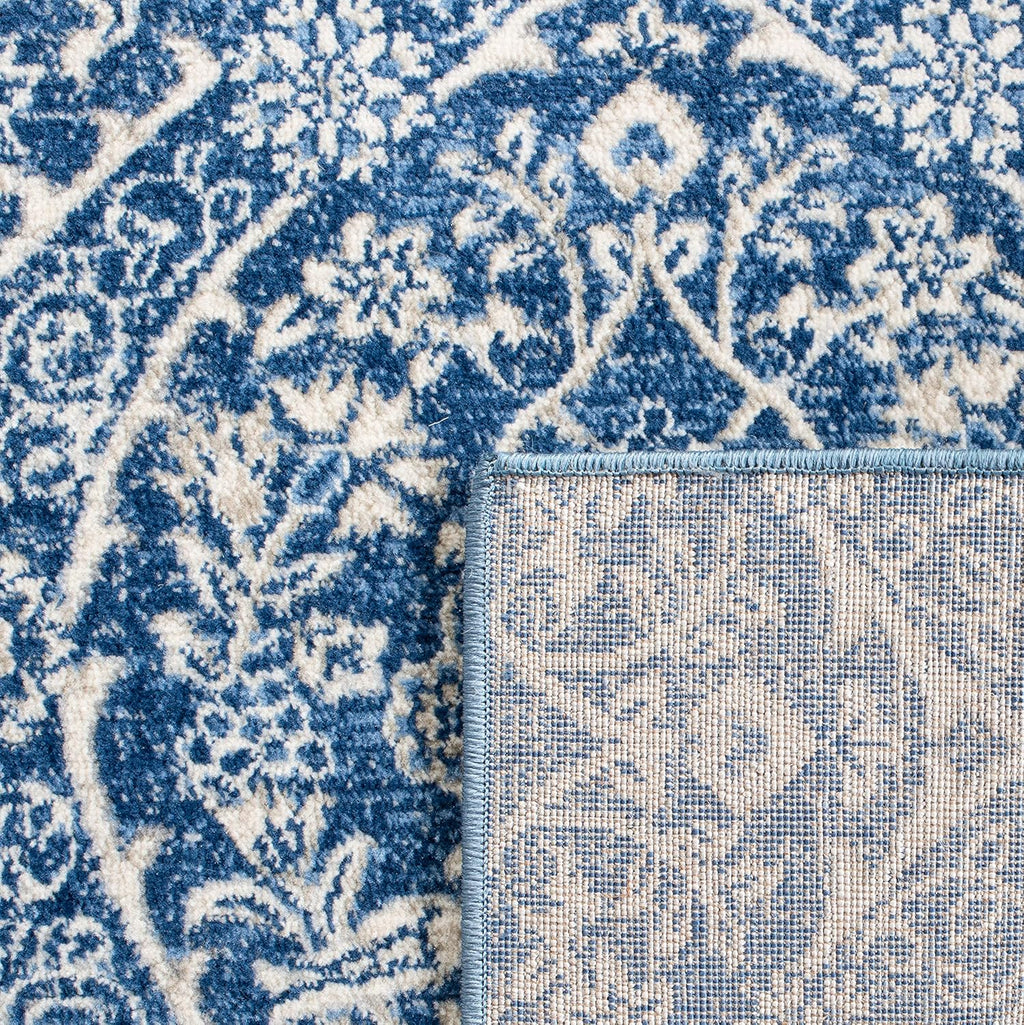 SAFAVIEH Brentwood Collection Area Rug - 10' x 13', Navy & Light Grey, Floral Damask Ogee Trellis Design, Non-Shedding & Easy Care, Ideal for High Traffic Areas in Living Room, Bedroom (BNT860M)