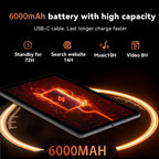 HUIHUANG Tablet 10 Inch Android 14 Tablet, 16GB RAM 128GB ROM, 1TB Expansion, Octa-core, Large Capacity Battery, 5MP + 8MP Dual Camera, 5G/2.4G WiFi, Bluetooth 5.0, GPS, Drop-Proof Case