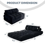 MAXYOYO Folding Sofa Bed, Convertible Sleeper Chair with Pillow Foldable Mattress with Back Support, Portable Fold Out Chair Bed Comfy Floor Sofa Lounge for Living Room Bedroom, Black Double
