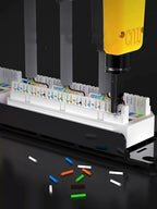 Pass Through RJ45 Crimp Tool Kit, Network Tool Kit, Ethernet Crimper Cat6 Cat5e Cat5 Crimping Tool with Wire Tracker, 110/88 Punchdown Tool, Cat6 Pass Through Connectors, Wire Stripper